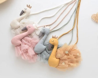 Sac à main personnalisé sur le thème des cygnes pour petite fille, sac élégant inspiré des cygnes, mini sac princesse cygne pour petite fille