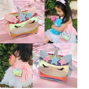 Sac à main personnalisé à bandoulière licorne pour toute-petite fille, sac personnalisable pour petite fille, sac à main petite fille, cadeau d'anniversaire, cadeau pour toute petite fille