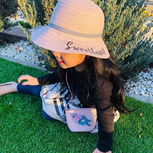 Straw Sun Hat for Big Sis or Lil Sis, Straw Purse for Girl, Little Girl Gift, Birthday Gift