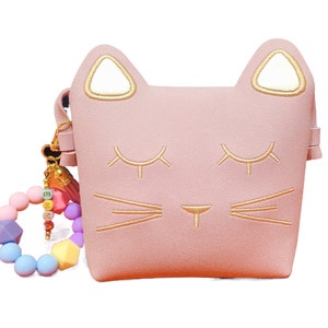 Sac à main personnalisé pour toute-petite fille, sac à main petite fille des amoureux des chats avec nom