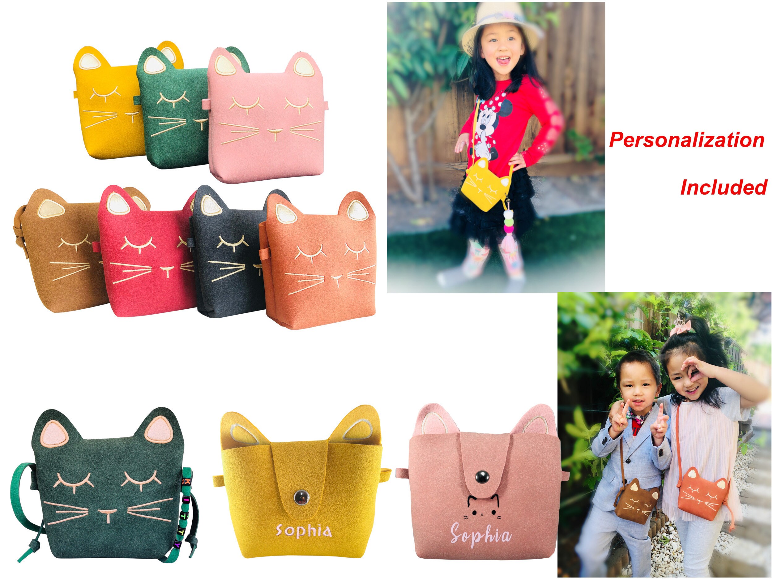 Personalized Kitty Cat Crossbody Purse, Crossbody Bag, Toddler Purse,…