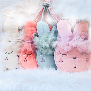 Sac à main en dentelle lapin à bandoulière pour tout-petit, sac à bandoulière, sac à main de petite fille, cadeau d'anniversaire, cadeau de petite fille