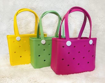Beach Bag Rubber Beach Tote Bag - Rubber Tote Bags Waterproof Travel Handbag for Kids Washable Handbags for Sports Pool