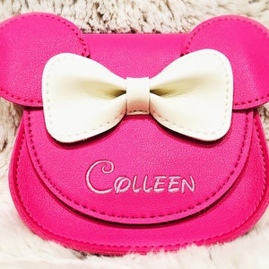 Personalized Embroidered Mouse-ear Crossbody Leather Toddler Purse with Headband, Mouse Mini Bag for Girl Birthday Gift, Mouse Handbag