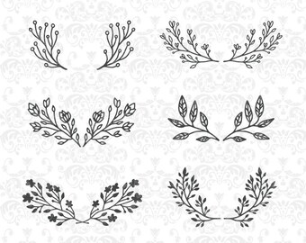 Download Laurel SVG set floral hand drawn flower leaves SVG DxF | Etsy