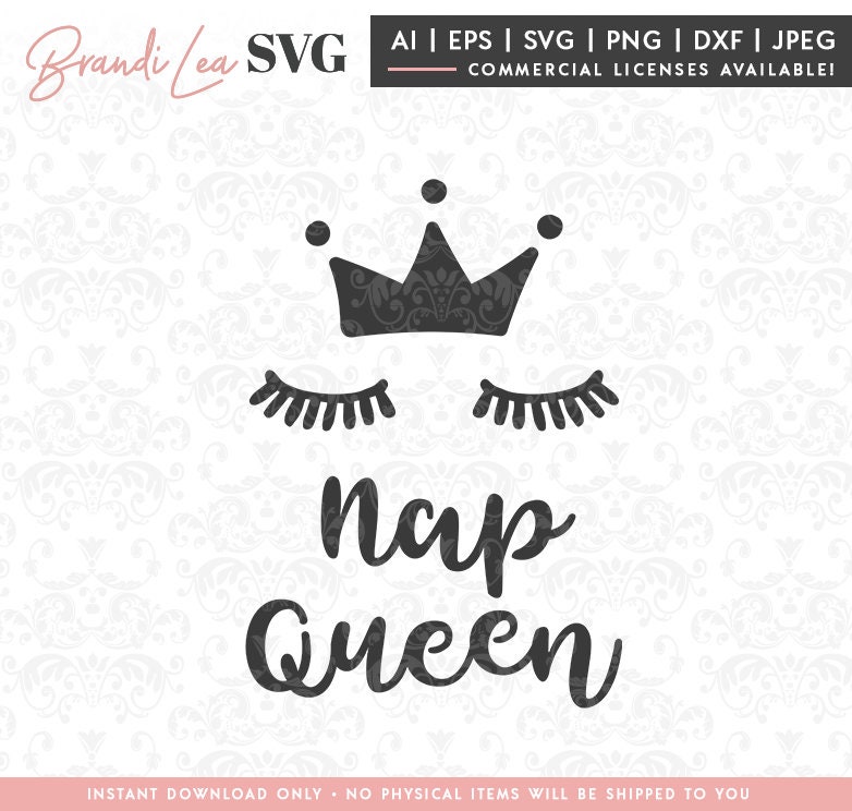 Download Nap Queen princess baby crown sleep eyelashes svg DxF | Etsy