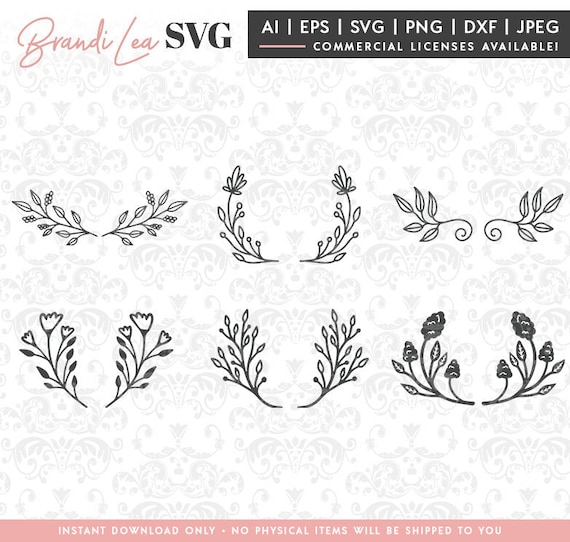 Download Laurel SVG set floral hand drawn flower leaves SVG DxF | Etsy