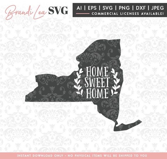 New York Home Sweet Home Svg New York Svg Map State Svg Etsy