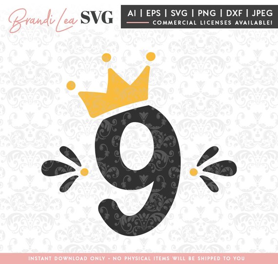 Download 9 Year Old Ninth Birthday Svg Nine Birthday Crown Party Etsy