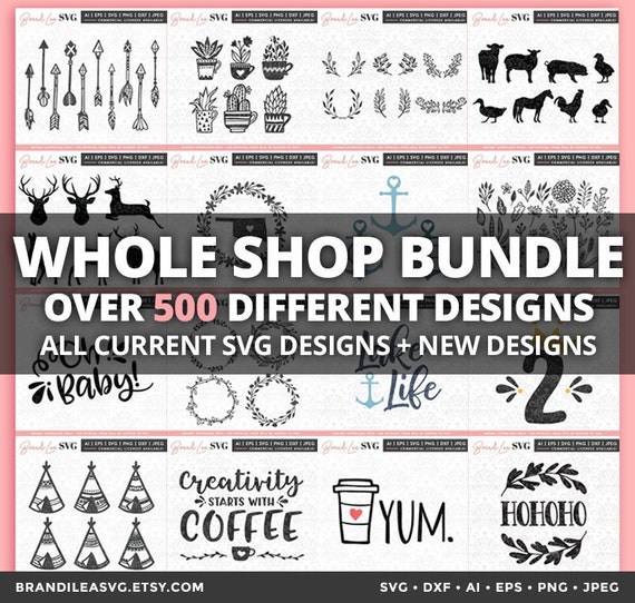 Download Whole Shop Bundle 500 Svg Dxf Designs Svg Bundle Svg Etsy PSD Mockup Templates