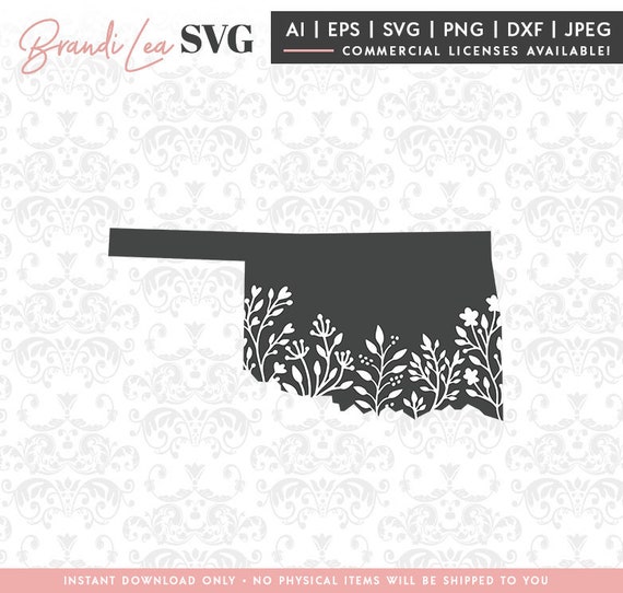 Download Oklahoma Floral Svg Oklahoma State Svg Map State Svg Dxf Etsy