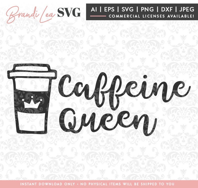 Download Caffeine Queen SVG coffee latte espresso cafe svg dxf | Etsy