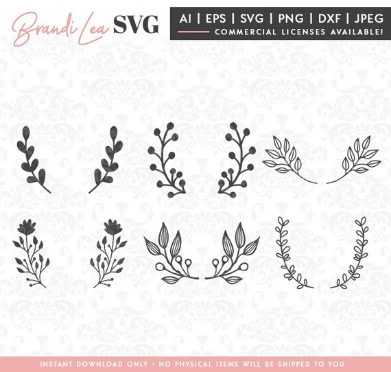 Download Laurel SVG set floral hand drawn flower leaves SVG DxF | Etsy