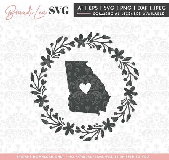 Download Georgia Wreath svg Georgia state svg Map State SVG DxF | Etsy