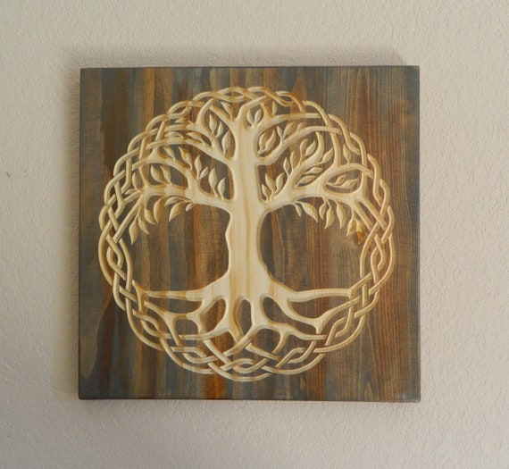 Tree of Life carved wood wall art Celtic artwork carving Etsy