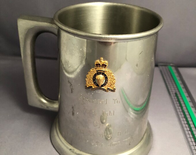 Vintage RCMP Royal Canadian Mounted Police Pewter Presentation Mug to