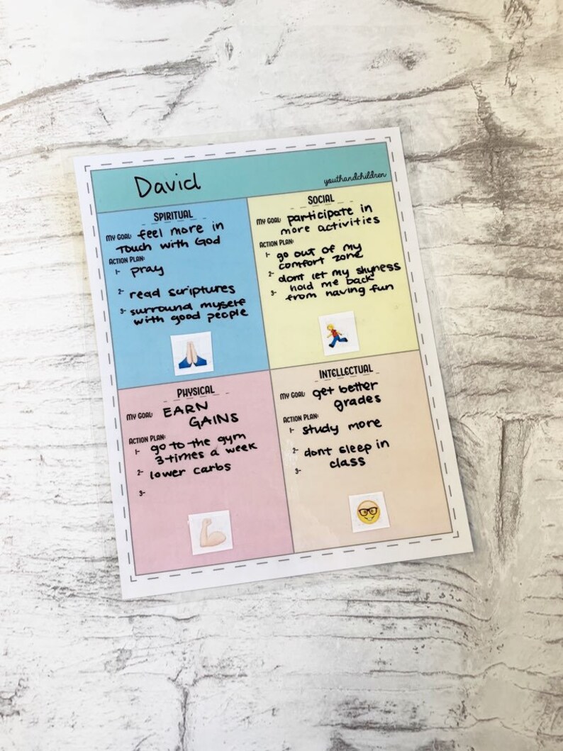 Set of 10 LDS Children and Youth Goal Planner Dry Erase Come Follow Me ...