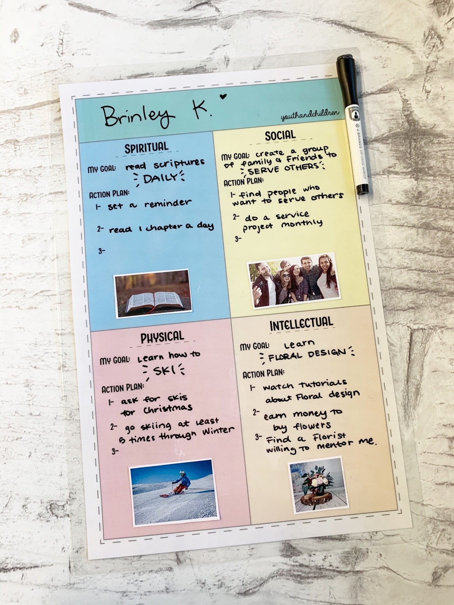 LDS Children and Youth Goal Planner Dry Erase Come Follow Me Tracker ...