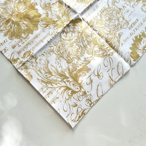 Liberação de tecido de designer/tecido estash/Fat quarter/Portfólio de Londres/Filigrana francesa/Tema musical/estampa dourada