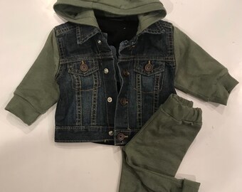 Hooded Denim Jacket Etsy