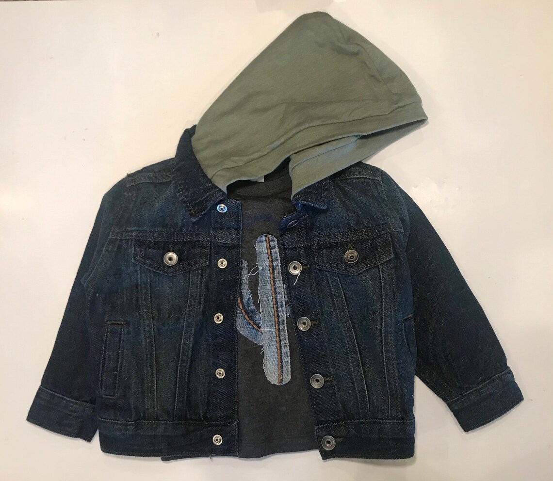 Toddler/boys hooded denim jacket Etsy