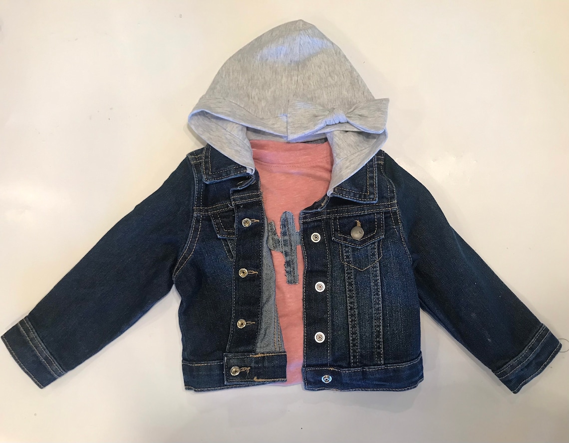 Toddler/ baby girl hooded denim jacket Etsy