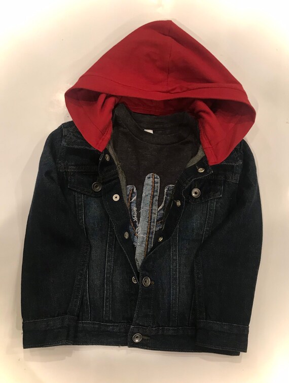Toddler/boys hooded denim jacket Etsy