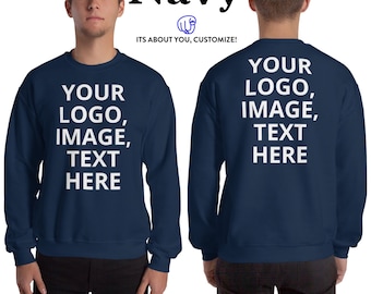 Navy men sweatshirt, add your logo, image or text on this sweatshirt.