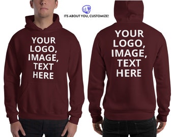 Maroon Burgundy men hoodie, add your logo, image or text on this hoodie.