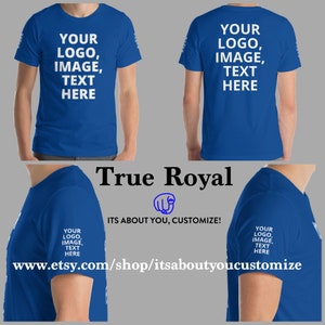 Royal Blue men t shirt, add your logo, image or text on this shirt.