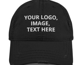 Black distressed Dad hat, add your logo, image or text on this Dad hat.