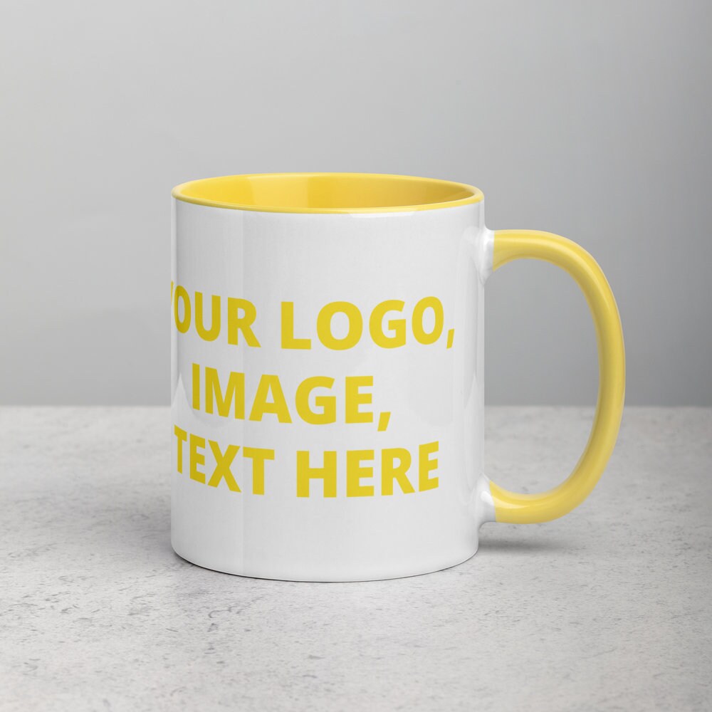Yellow Mug Add Your Logo Image or Text on This Mug. Etsy