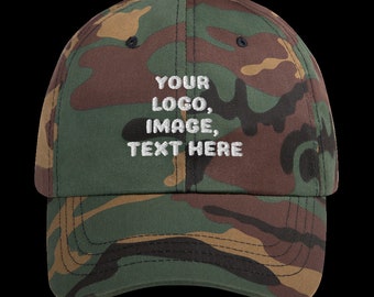 Green Camo Dad hat, add your logo, image or text on this Dad hat.