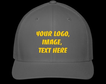 Gray Closed-Back Trucker hat, add your logo, image or text on this hat.
