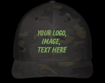 Black camouflage Closed-Back Trucker hat, add your logo, image or text on this hat.