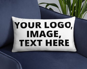 Pillow Case w/ stuffing, size 20 X 12, add your logo, image or text on this Pillow.