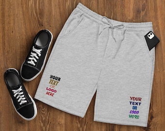 Custom Embroidered Men's Fleece Shorts: Heather Grey Loungewear