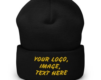 Black Beanie hat, add your logo or text on this Beanie hat.