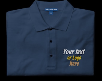 Navy Embroidered Polo Shirt: Custom Logo or Text
