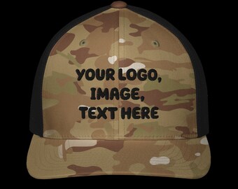 Camouflage Closed-Back Trucker hat, add your logo, image or text on this hat.