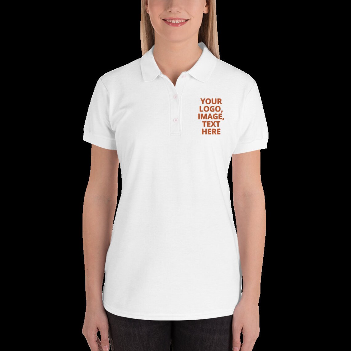 White Women Embroidered Polo Shirt Add Your Embroidered Logo Etsy