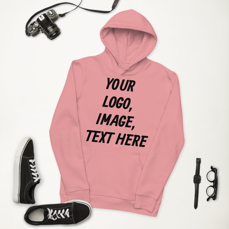 Pink Unisex hoodie, add your logo, image or text on this hoodie. image 3
