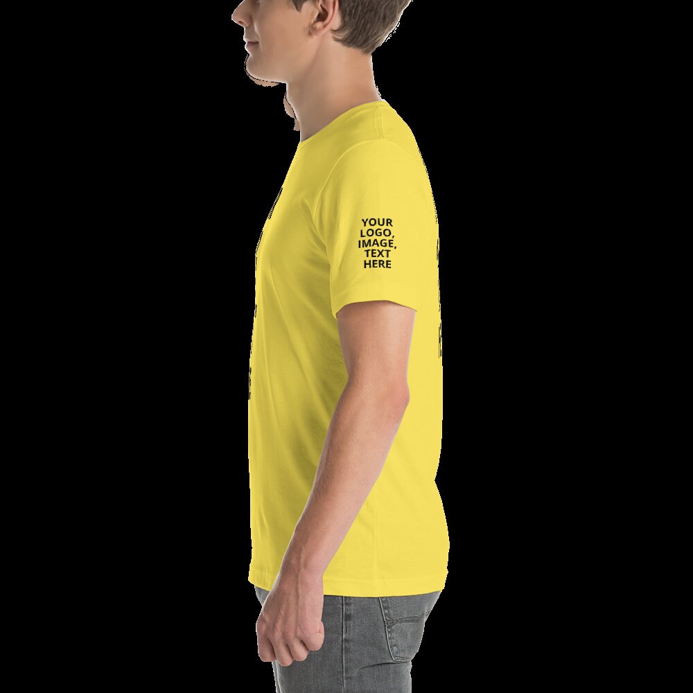 Premium Photo  Man in yellow t-shirt. space for your logo or