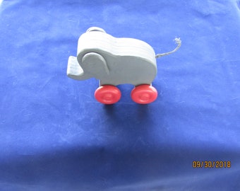 Handmade wooden toy elephant