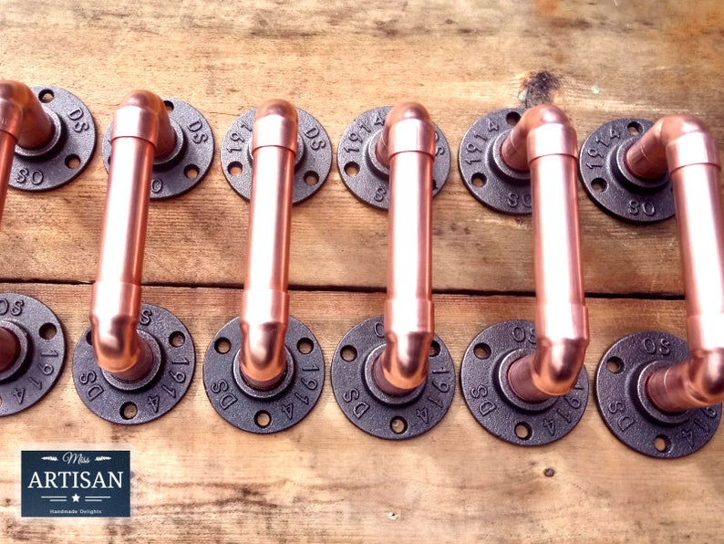 Copper Pipe Handles Door / Cupboard Handles Rustic Etsy