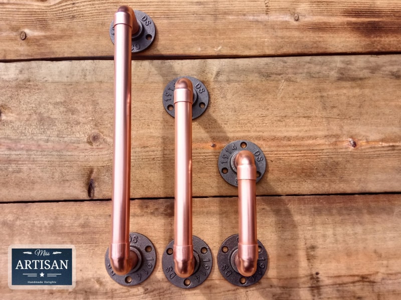 Copper Pipe Handles Door / Cupboard Handles Rustic Etsy