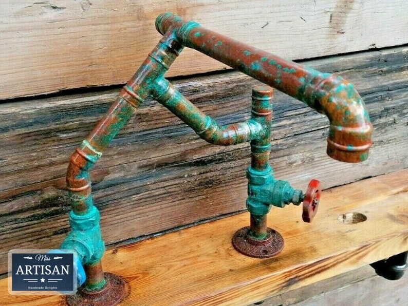 Old Copper Pipe Green Patina Mixer Taps Rustic / Vintage / Etsy