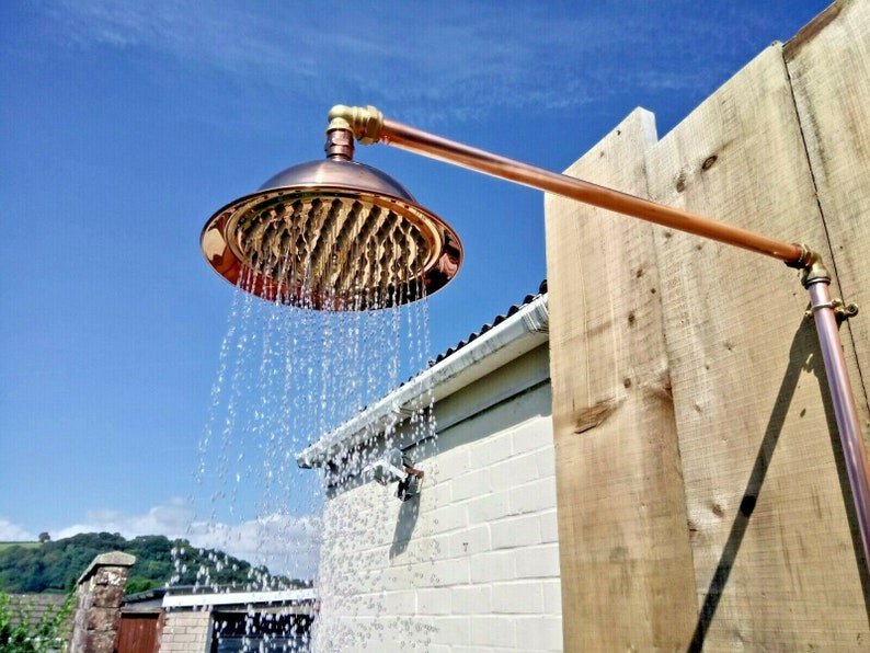 Copper Pipe Rainfall Shower With Hand Sprayer Rustic / Etsy