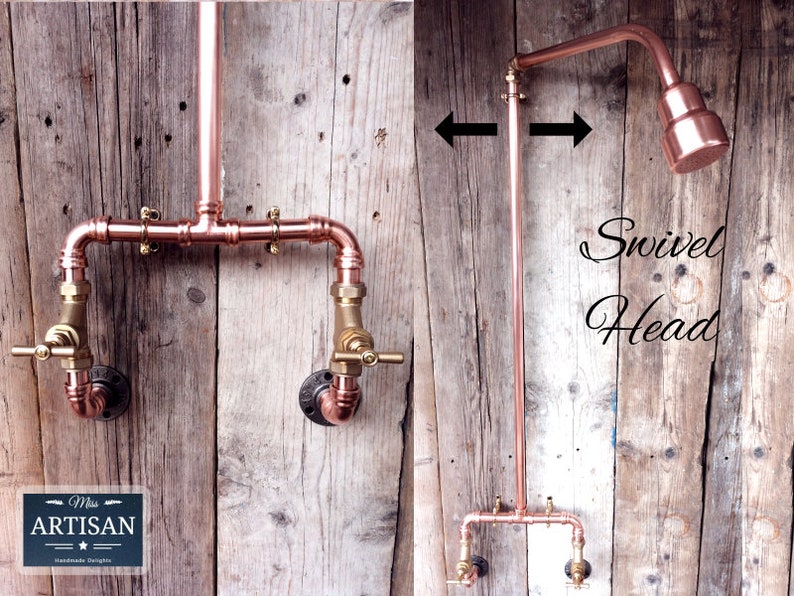 Handmade Pure Copper Swivel Head Showers Exposed Copper Pipe Etsy
