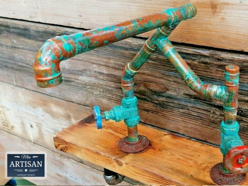 Old Copper Pipe Green Patina Mixer Taps Rustic / Vintage / Etsy